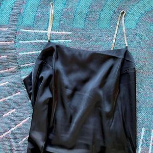 H&M Black slip dress with decorated shoulder straps